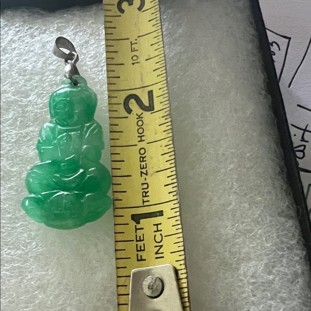 #1293***Unisex Green Jade Guanyin Buddha  plated Pendant.Popular Lucky Jade. - Picture 3 of 8